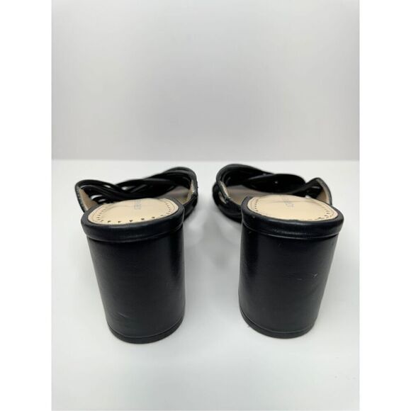 Adrienne Vittadini Sandals Size 7 Black‎ Slip On Open Toe Block Heel Mules - Picture 6 of 10